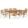 Conjunto de Comedor de Jardín 9 pcs Beige Poliratán