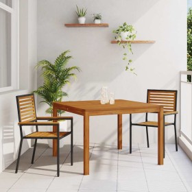 Conjunto de Comedor de Jardín 3 pcs Negro Poliratán