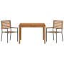 Conjunto de Comedor de Jardín 3 pcs Gris Poliratán