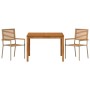 Conjunto de Comedor de Jardín 3 pcs Beige Poliratán