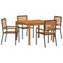 Conjunto de Comedor de Jardín 5 pcs Negro Poliratán