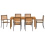 Conjunto de Comedor de Jardín 7 pcs Negro Poliratán