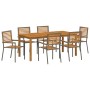 Conjunto de Comedor de Jardín 7 pcs Gris Poliratán