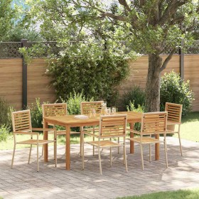 Conjunto de Comedor de Jardín 7 pcs Beige Poliratán