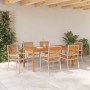 Conjunto de Comedor de Jardín 7 pcs Beige Poliratán