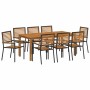 Conjunto de Comedor de Jardín 9 pcs Negro Poliratán