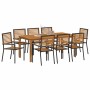 Conjunto de Comedor de Jardín 9 pcs Negro Poliratán