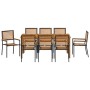 Conjunto de Comedor de Jardín 9 pcs Negro Poliratán