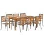 Conjunto de Comedor de Jardín 9 pcs Gris Poliratán