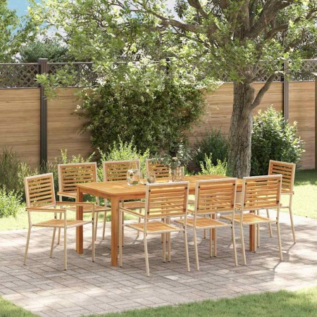 Conjunto de Comedor de Jardín 9 pcs Beige Poliratán