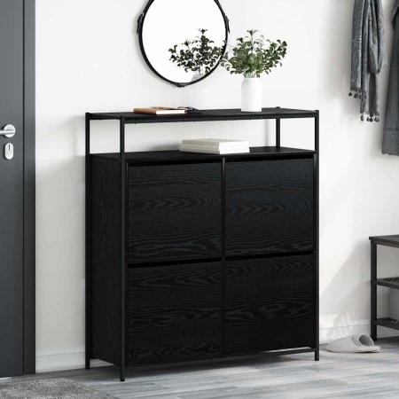 Armario para Zapatos con puerta Roble negro 100 x 34 x 112 cm