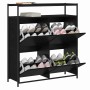 Armario para Zapatos con puerta Roble negro 100 x 34 x 112 cm
