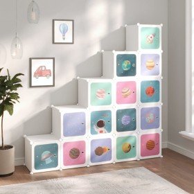 Estantería de cubos infantil con 15 compartimentos blanco PP Estantería de cubos infantil con 15 compartimentos blanco PP