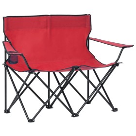 Silla de camping plegable de 2 plazas acero y tela rojo