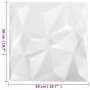 Paneles de pared 3D 12 unidades blanco diamantes 3 m² 50x50 cm