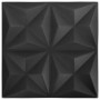 Paneles de pared 3D 12 unidades negro origami 3 m² 50x50 cm
