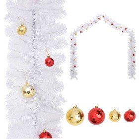 Guirnalda de Navidad decorada con bolas blanco 5 m Guirnalda de Navidad decorada con bolas blanco 5 m
