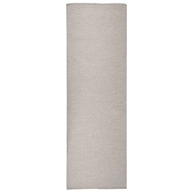 Alfombra de exterior de tejido plano gris taupe 80x250 cm