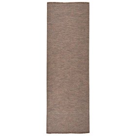Alfombra de exterior de tejido plano marrón 80x250 cm