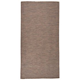 Alfombra de exterior de tejido plano marrón 100x200 cm