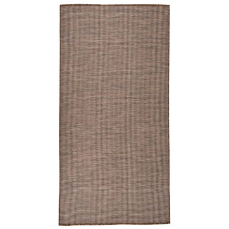 Alfombra de exterior de tejido plano marrón 100x200 cm