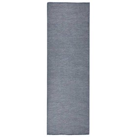 Alfombra de exterior de tejido plano azul 80x250 cm