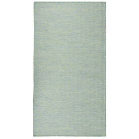 Alfombra de exterior de tejido plano turquesa 80x150 cm