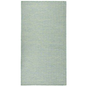 Alfombra de exterior de tejido plano turquesa 80x150 cm