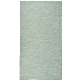 Alfombra de exterior de tejido plano turquesa 140x200 cm