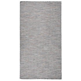 Alfombra de exterior de tejido plano marrón y azul 80x150 cm