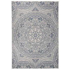 Alfombra de exterior de tejido plano rayas azules 160x230 cm