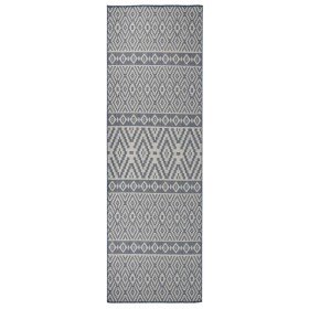 Alfombra de exterior de tejido plano rayas azules 80x250 cm