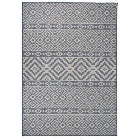 Alfombra de exterior de tejido plano rayas azules 120x170 cm