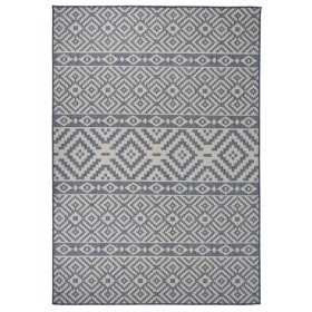 Alfombra de exterior de tejido plano rayas azules 160x230 cm