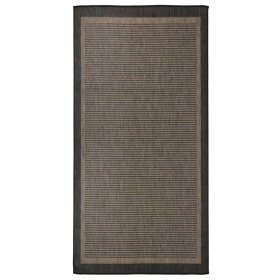 Alfombra de exterior de tejido plano marrón oscuro 100x200 cm