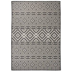 Alfombra de exterior de tejido plano rayas negras 120x170 cm