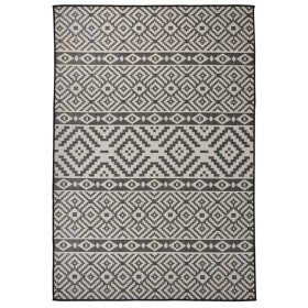 Alfombra de exterior de tejido plano rayas negras 160x230 cm