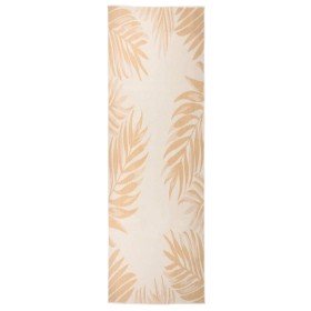 Alfombra de exterior tejido plano estampado de hoja 80x250 cm