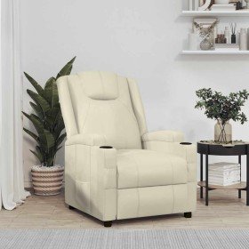 Sillón reclinable de cuero sintético blanco crema Sillón reclinable de cuero sintético blanco crema