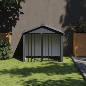 Caseta perros con tejado acero galvanizado negro 117x103x102 cm