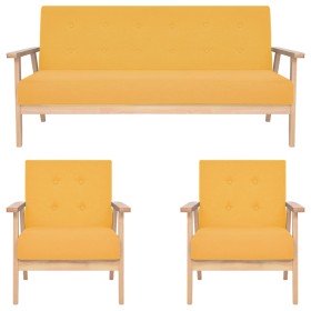 Juego de sofás de 3 piezas tela amarillo Juego de sofás de 3 piezas tela amarillo