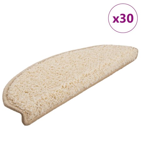 Alfombrillas para escaleras 30 unidades 65x21x4 cm Crema