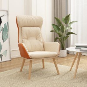 Sillón de relax de tela y PVC color crema en Sillones | Comprar online en Foro24