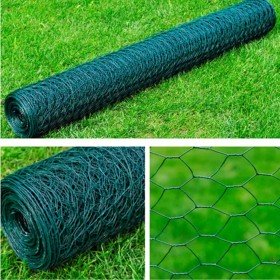 Malla de alambre hexagonal acero verde oscuro 1x25 m