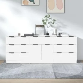 Dreiteiliges Sideboard aus weißem Sperrholz von vidaXL, Sideboards - Ref: Foro24-3115796, Preis: 201,30 €, Rabatt: %