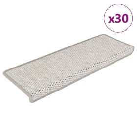 Alfombra autoadhesiva escalera sisal 30 uds 65x21x4 cm Platina