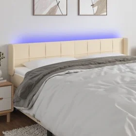 Kopfteil aus cremefarbenem Stoff mit LED 163x16x78/88 cm von vidaXL, Kopf- und Fußteile - Ref: Foro24-3123247, Preis: 72,90 €...