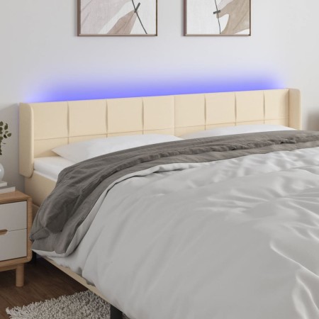 Cream fabric headboard with LED 163x16x78/88 cm by vidaXL, Headboards and footboards - Ref: Foro24-3123247, Price: 68,56 €, D...
