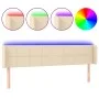Cream fabric headboard with LED 163x16x78/88 cm by vidaXL, Headboards and footboards - Ref: Foro24-3123247, Price: 72,90 €, D...