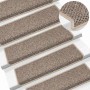 Alfombra autoadhesiva escalera sisal 30 uds beige oscuro